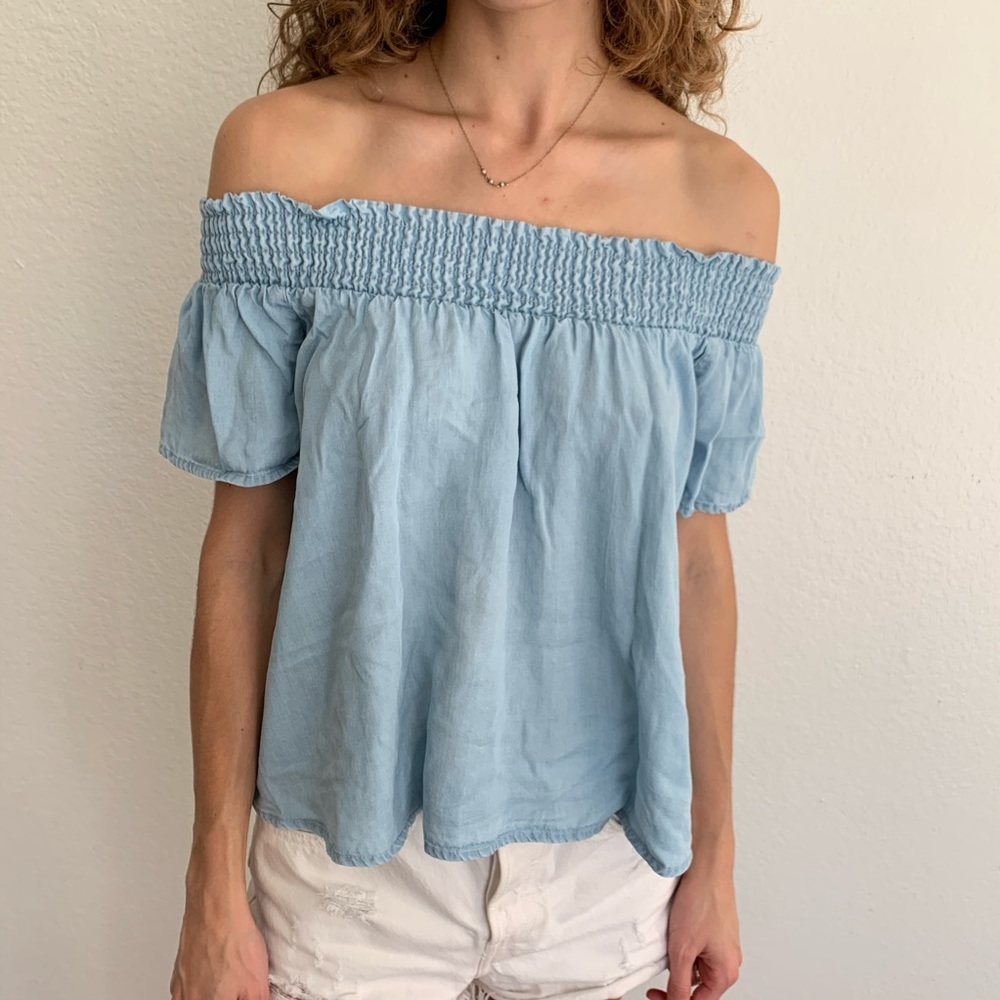 Marine Layer Chambray Off the Shoulder Top